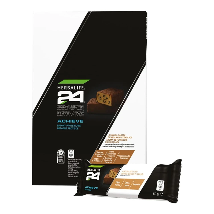 H24 ACHIEVE - Batony Proteinowe o smaku ciasteczek z kawałkami czekolady