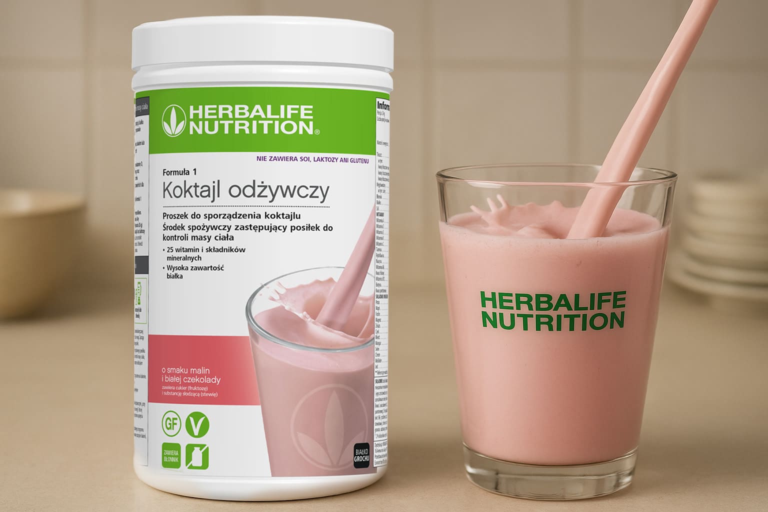 Koktajl Herbalife Formula 1 malina i biała czekolada 550 g