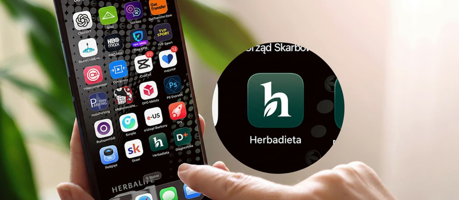 Aplikacja HerbaDieta, plan, kontakt i motywacja w telefonie